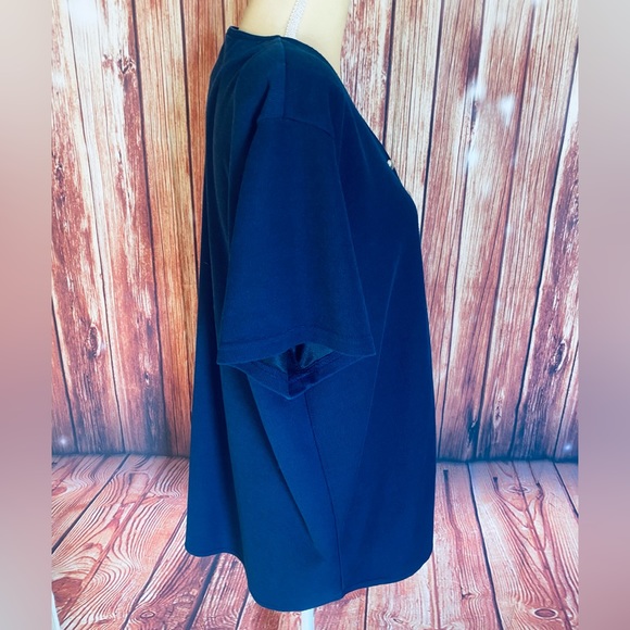 Women’s 2X Blouse Superline Dark Blue Button Down Short Sleeves V Neck Soft - Picture 4 of 11